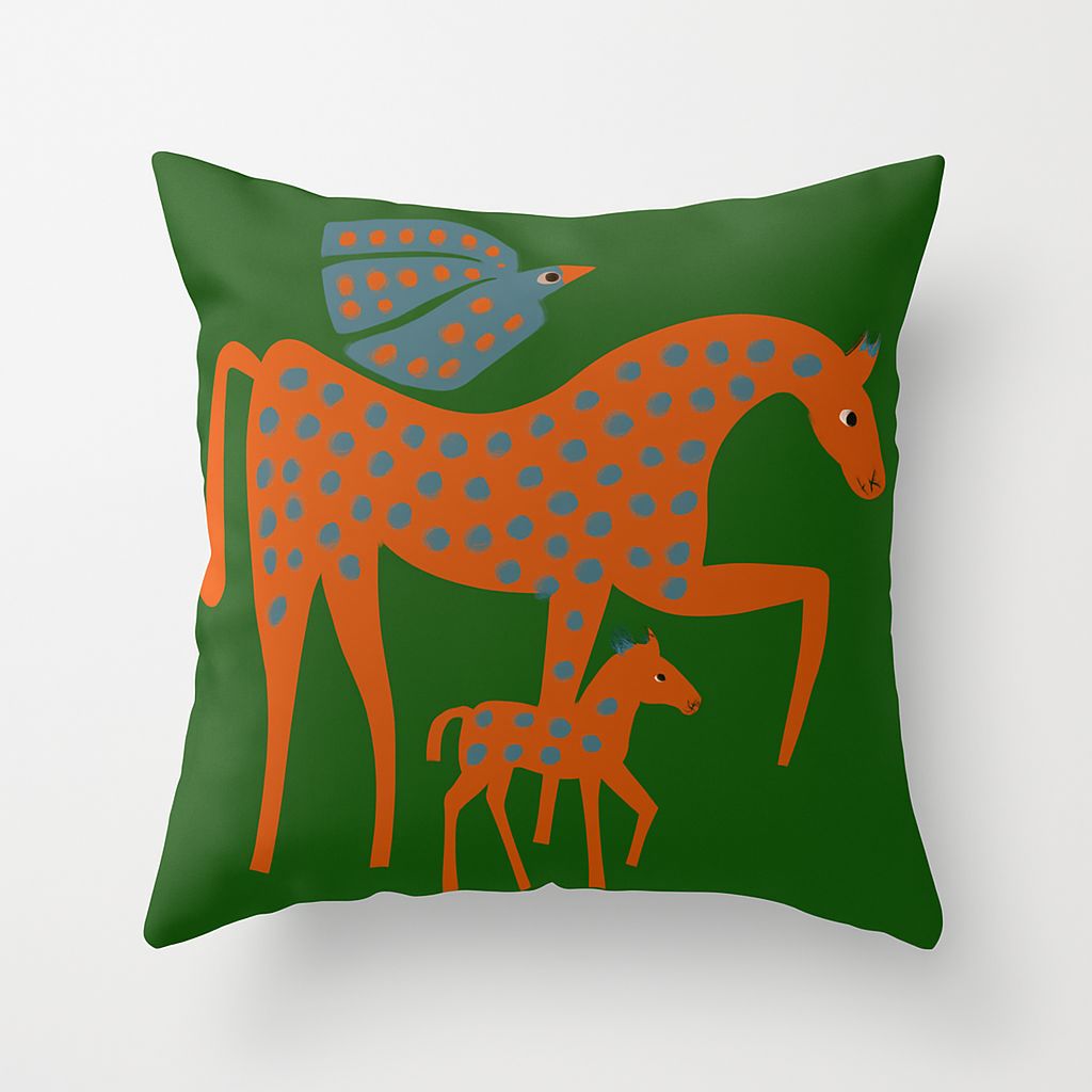 Folk Art Horse & Bird Cushion Set